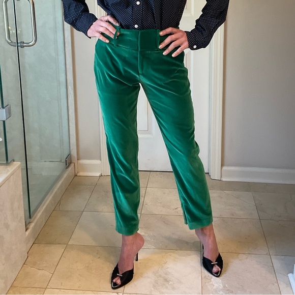 Alice + Olivia Velvet pants, button & zip front, side & back pockets, loops Sz 2 - Picture 2 of 13